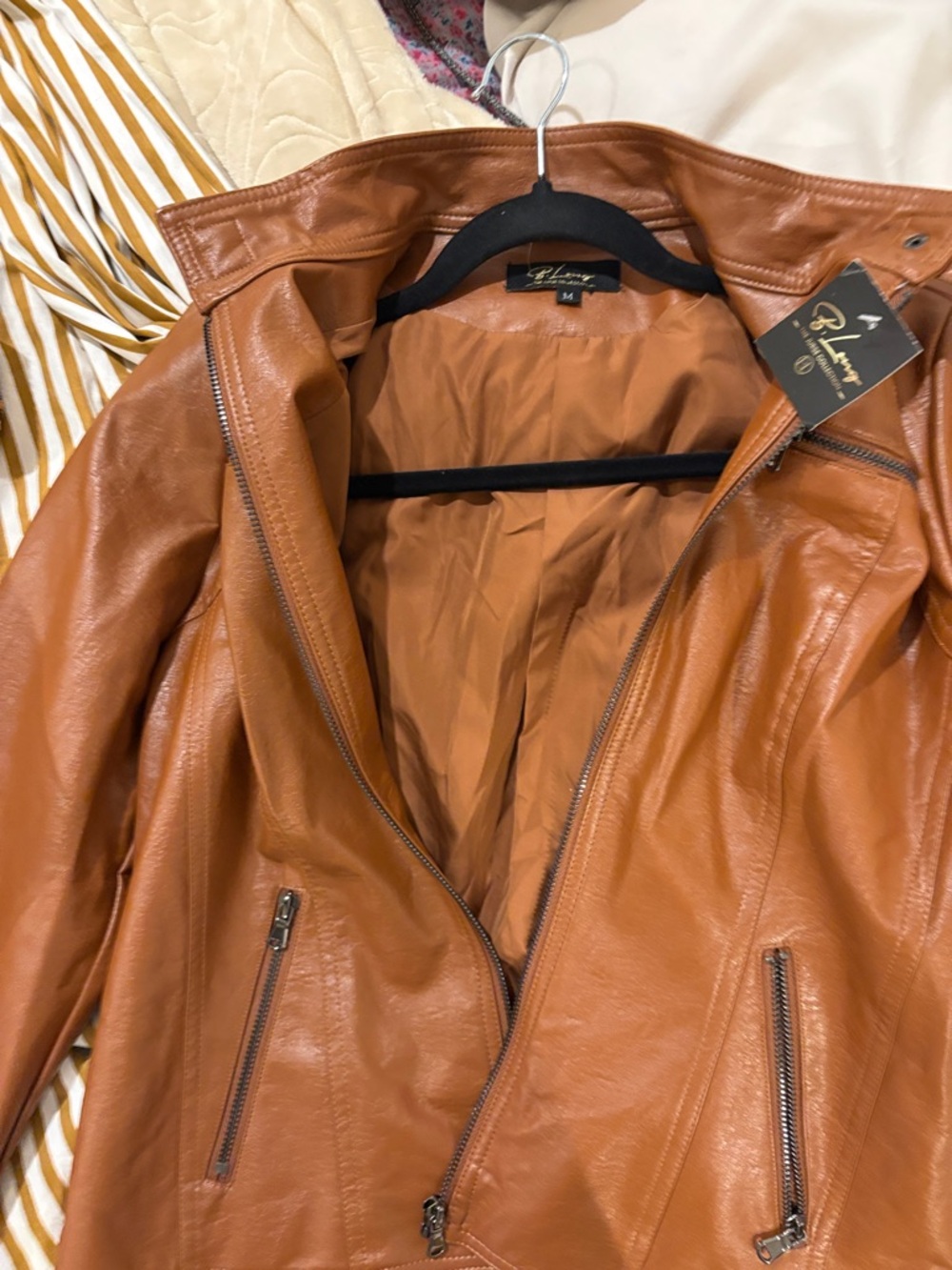 Blumarine Women’s Tan Leather Zip Jacket